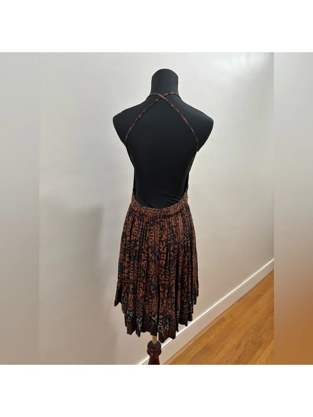 480. Free People Brown Patterned Halter Sundress